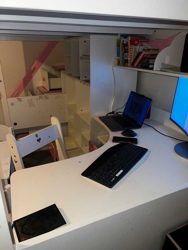 Bunk bed wardrobe desk, table and chair