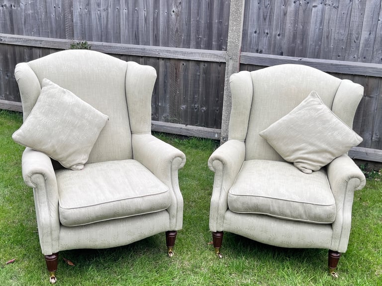 Laura Ashley 2 Seater Sofa 2 Wingback Chairs & Storage Footstool Possible Delivery 
