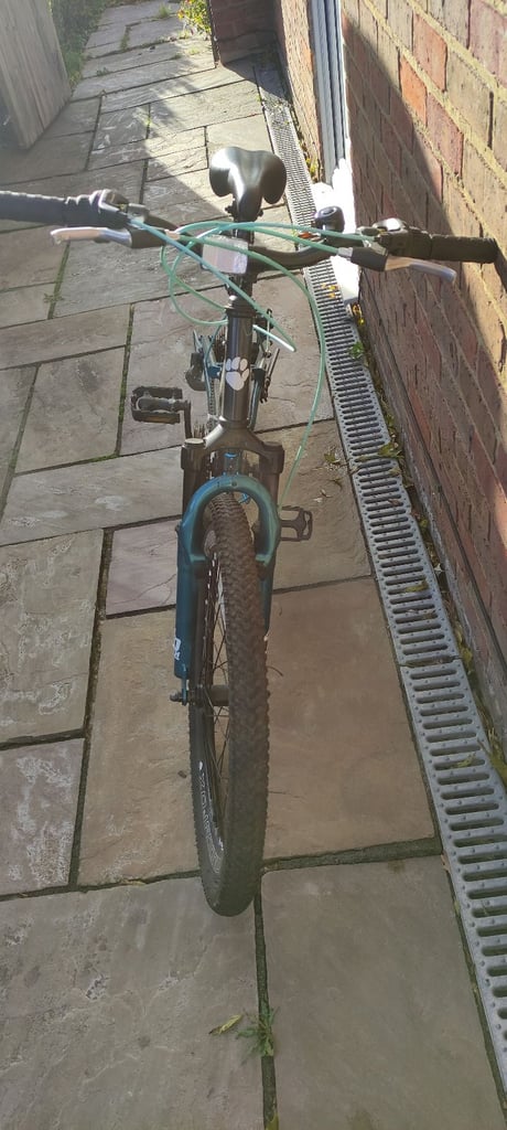 Muddyfox Girl's Nebraska Suspension/Dual Disc Brakes 21 Speed Mountain Bike, Grey/Blue, 24 Inch