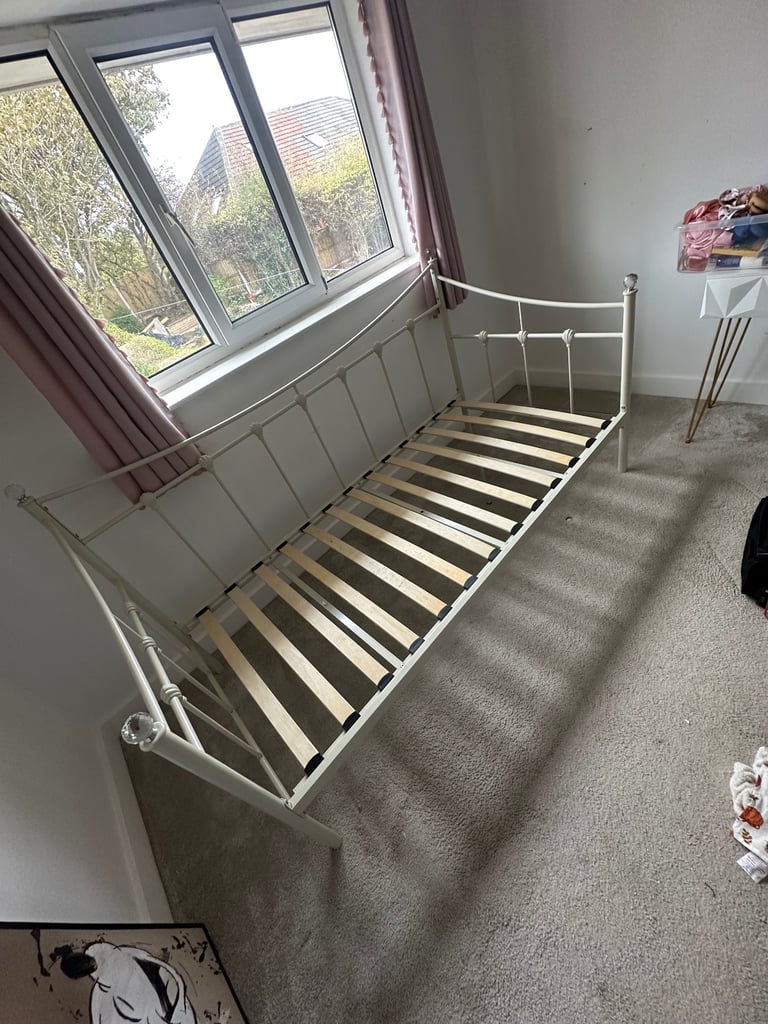 Single bed frame and bedside cabinet. 