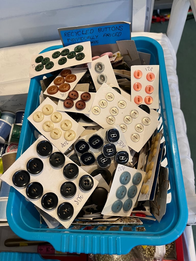 Knitting yarn, haberdashery, buttons