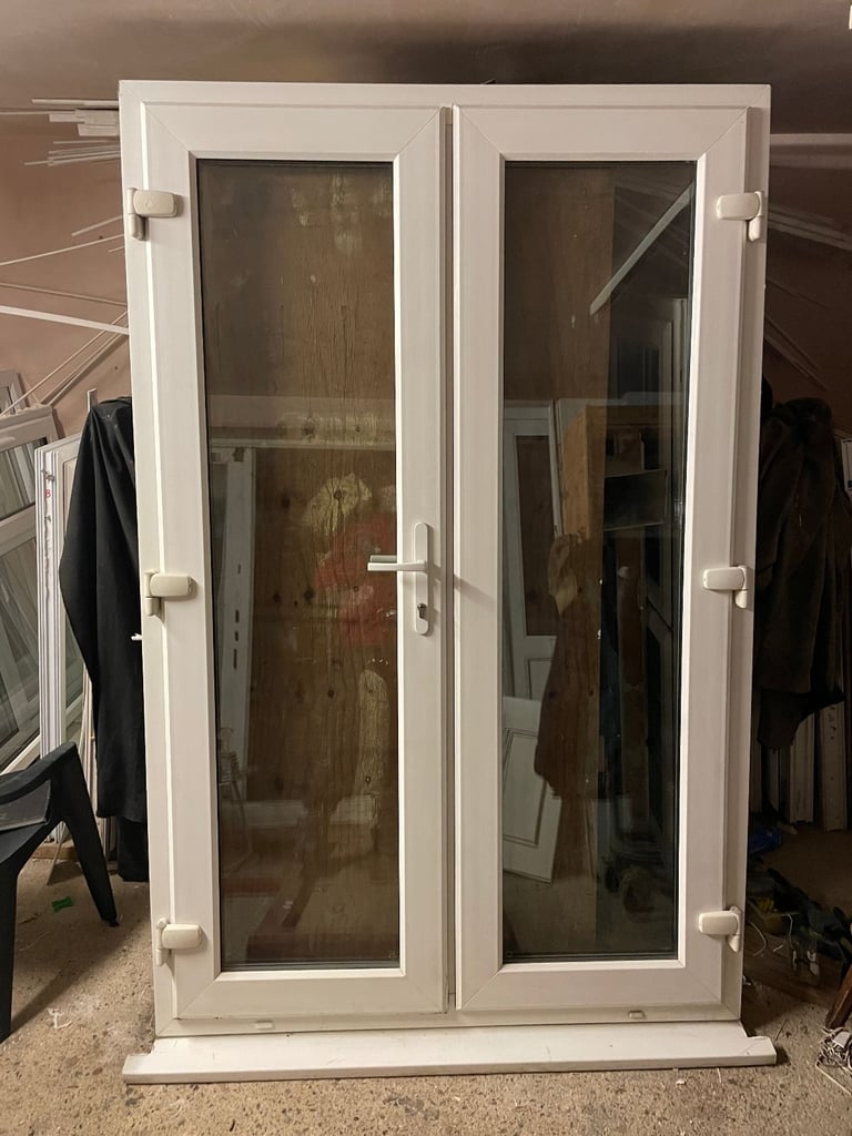 image for UPVC DOOR 208.5 x 133.5 cm - UPVC DOUBLE GLAZED FRENCH DOORS BY REHAU - THERMAL GLASS (REF: DX195)