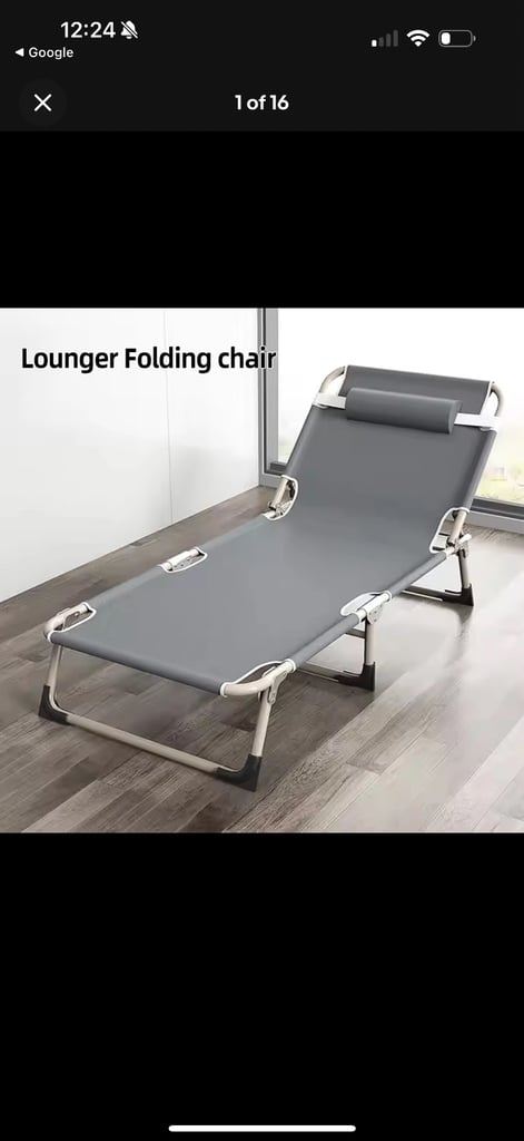 Pair - Sun Lounger Folding Recliner Chair Reclining Garden Outdoor Seat Bed 56*176cm UK