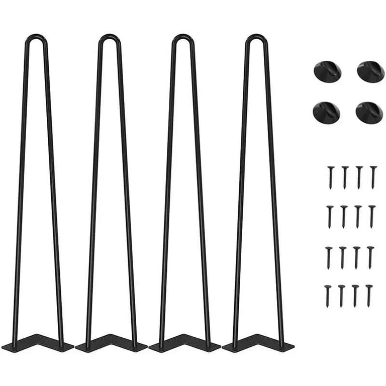 4 Hairpin legs for dining table or barstool - black powder-coated steel  