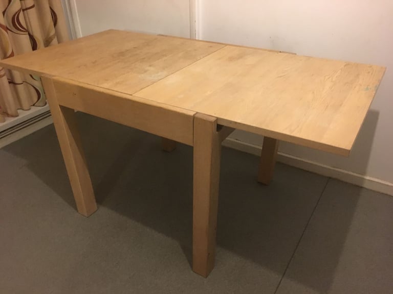 image for Oak Dining Table Extending Seats 4-6 Solid and Sturdy Wood Table