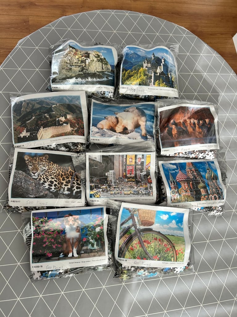 image for Bundle Of 10 Jigsaw Puzzles 500-1000 Pieces - Various Subjects - Great Condition - CAN POST