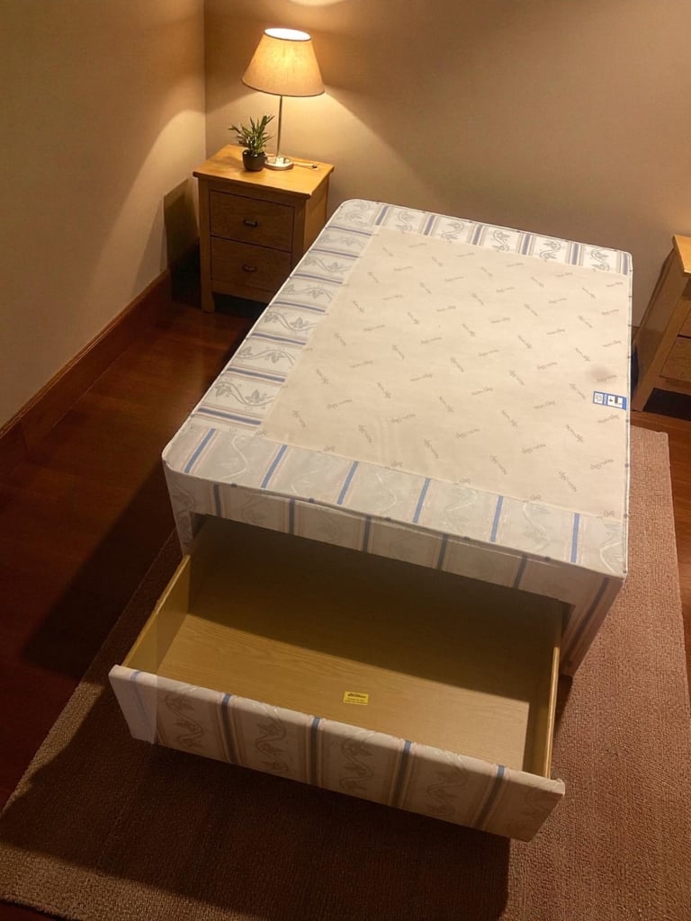 image for Double Bed with Storage Drawers & Headboard – Good Condition – 192×137 cm