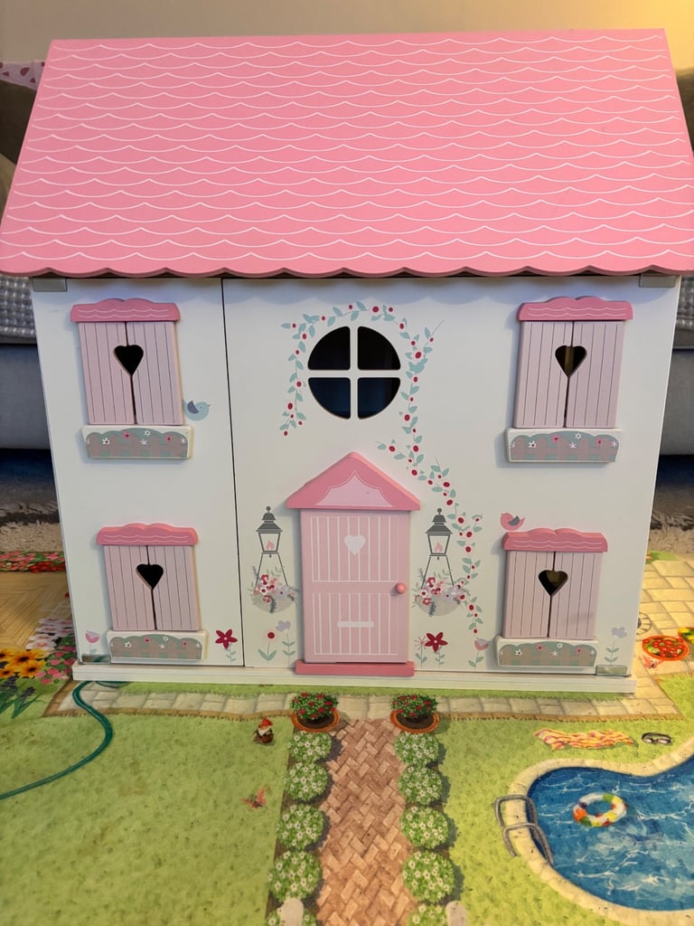 image for Girls dolls house, furniture and play mat
