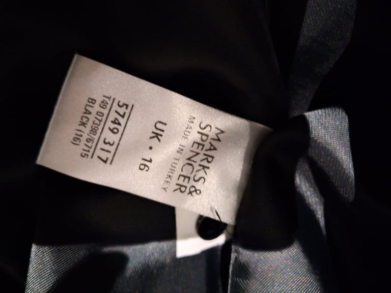 Marks & Spencer black leather look coat size 16