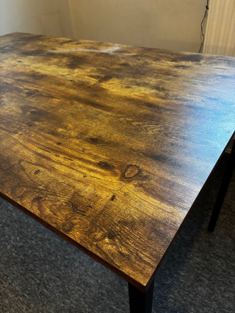 Dining Table - Rustic Brown, Metal Frame