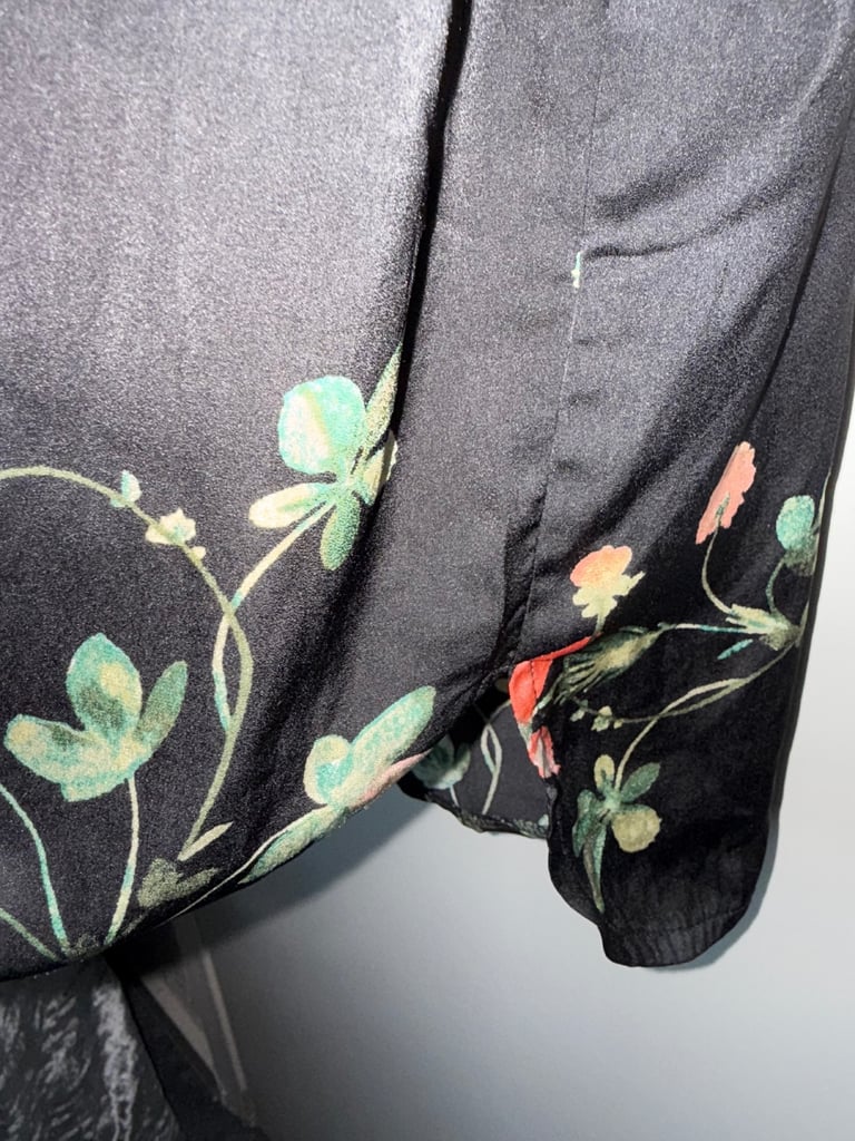 Women’s Apricot Satin Floral Shirt Dress size 10