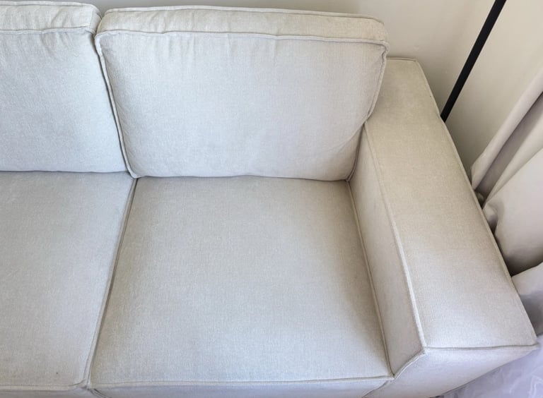 AVAILABLE pouffe + Dusk Brooklyn 3 seater sofa - ivory