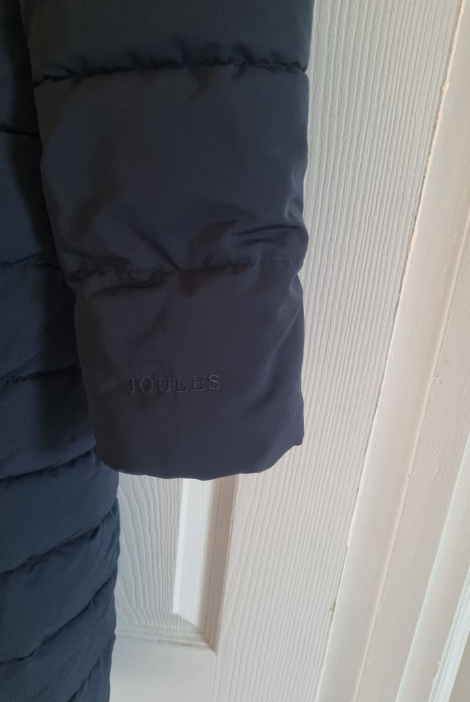 Womens joules coat hooded faux fur longline size UK 8 Small RRP £199