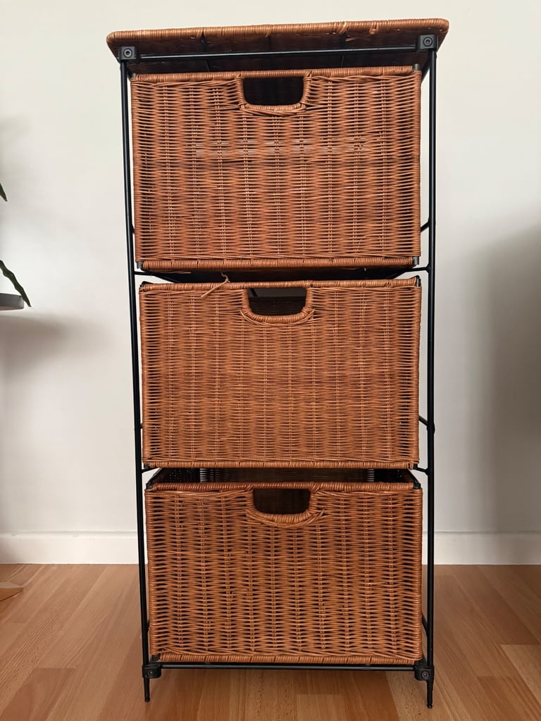 image for Set of drawers, wicker and metal frame 