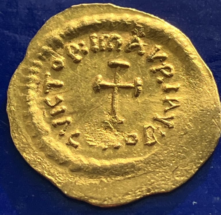 24ct Gold Byzantine Coin Marcie Tiberius Gold Tremissus Roman Coin 582-602AD