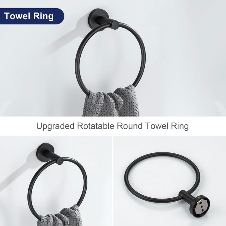 Bathroom Accessory Set, Stainless Steel- Black 5 Piece Set