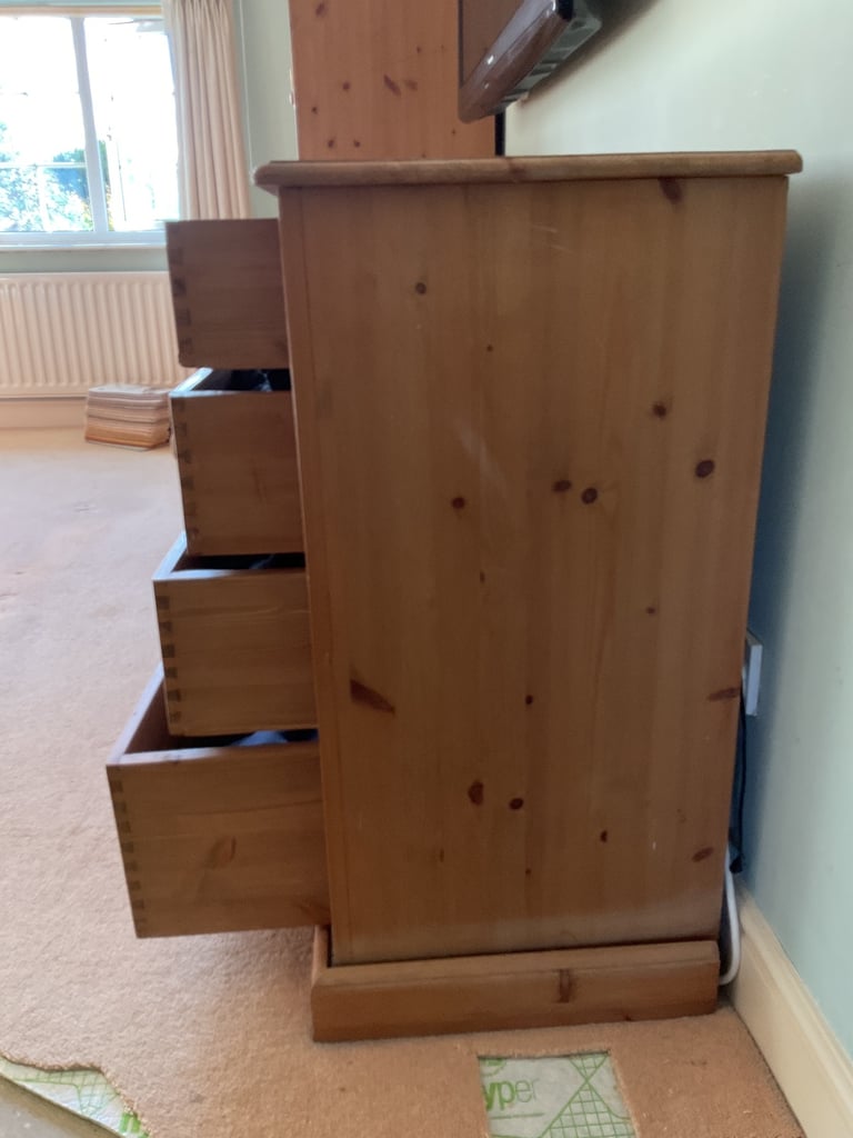Artisan bespoke set bank of 10 waxed pine drawers dovetail joints drawers glide