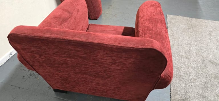 Multiyork®️ Imogen Duck Feather Interlined Wine Red Fabric Loose Cover Armchair Excellent Condition