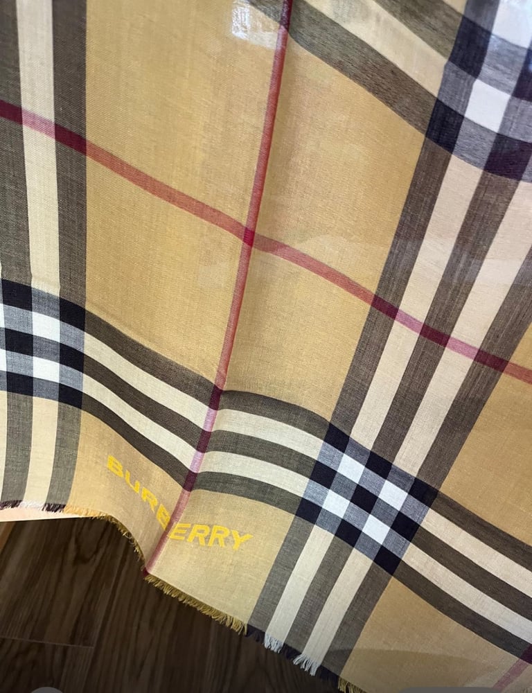 image for Burberry classic check reversible thin wool scarf