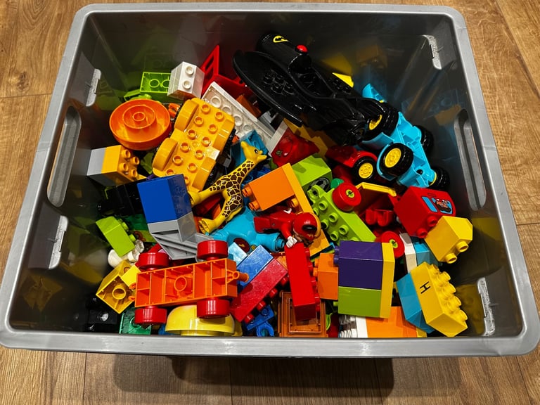 Various kids toys (duplo, toot toot drivers, books)