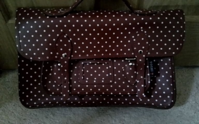 image for Satchel hard leather red and white polka dot by Yoshi unused
