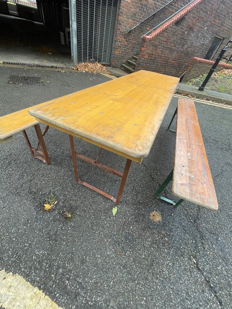 Classic French trestle table and 2 x benches