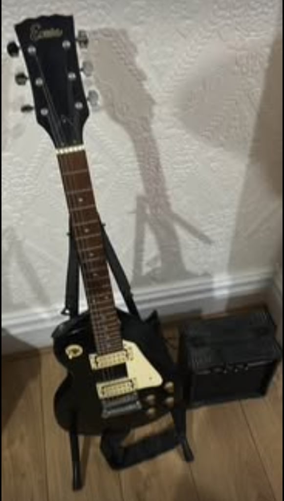 image for Encore e99 electric guitar Les Paul style with amp and stand