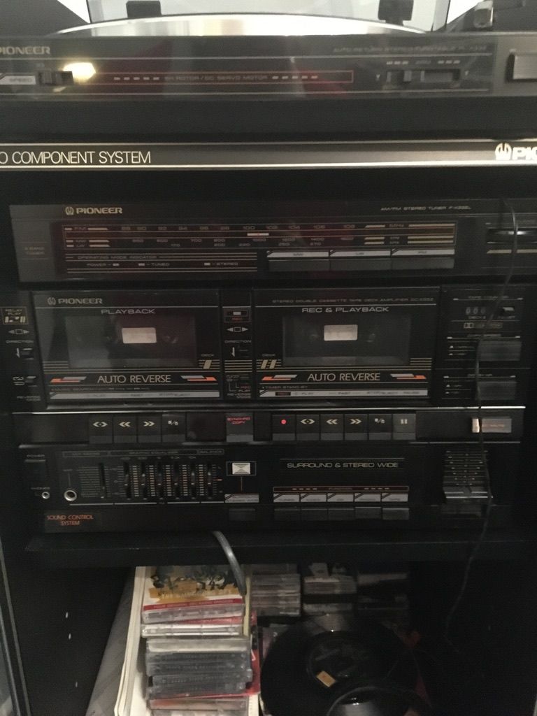 Vintage Hi Fi System , Cabinet, Record Deck,Amp, Radio , Aerial, Cassette player & tapes