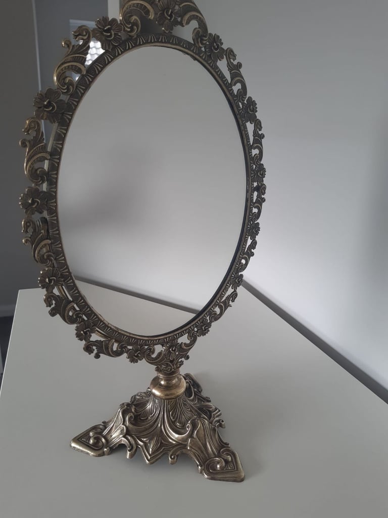 image for Vintage brass vanity mirror 