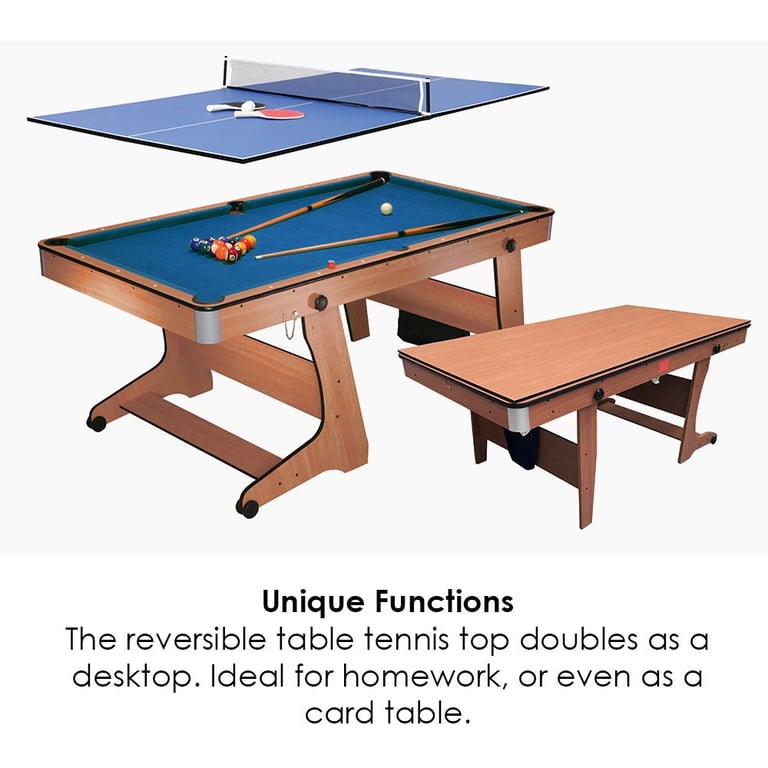 BCE 6ft Folding 3 in 1 Pool Table with Table Tennis Top & Dartboard (used)