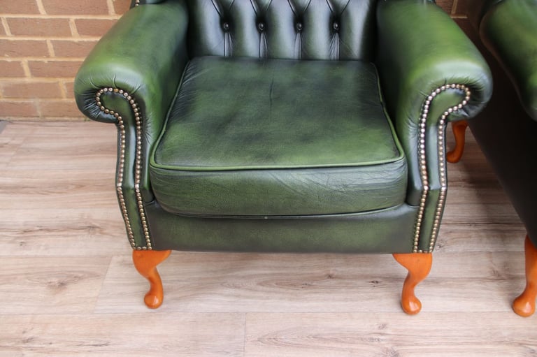 Saxon Chesterfield Armchairs + Footstool (UK Delivery)