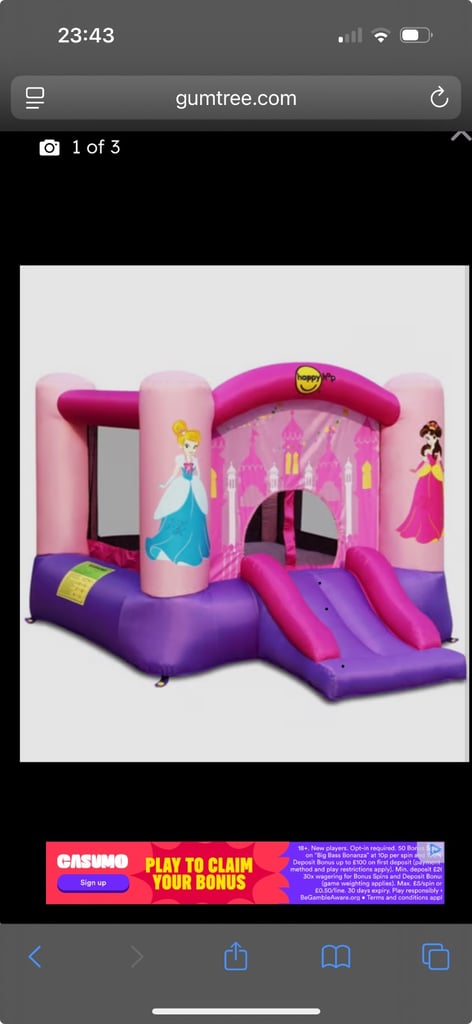 Pink princess bouncy castle 