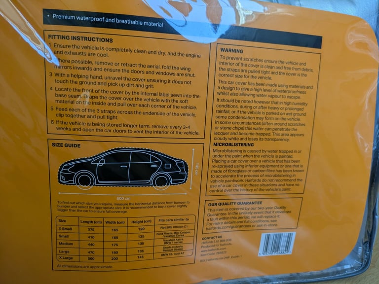 NEW Halfords XL All Seasons Car Cover