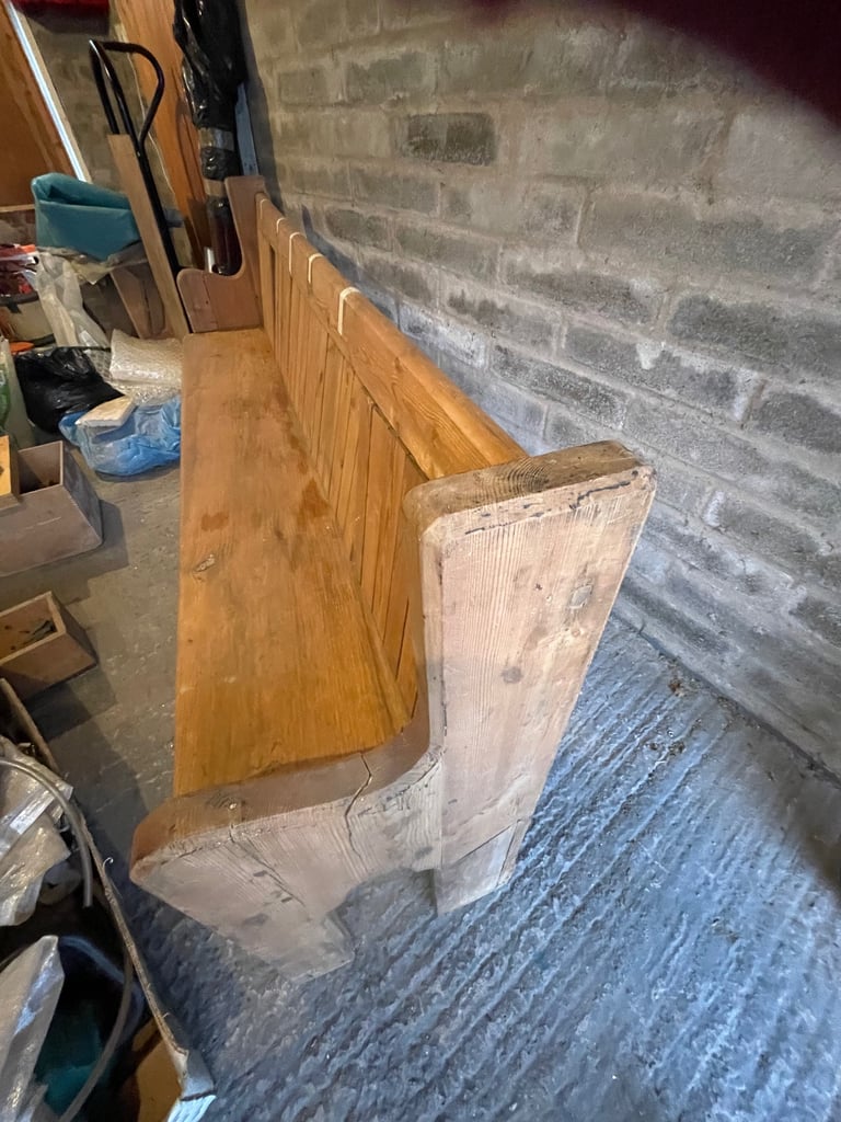 Vintage Large Stripped Pine Church Pew (6ft 9in)