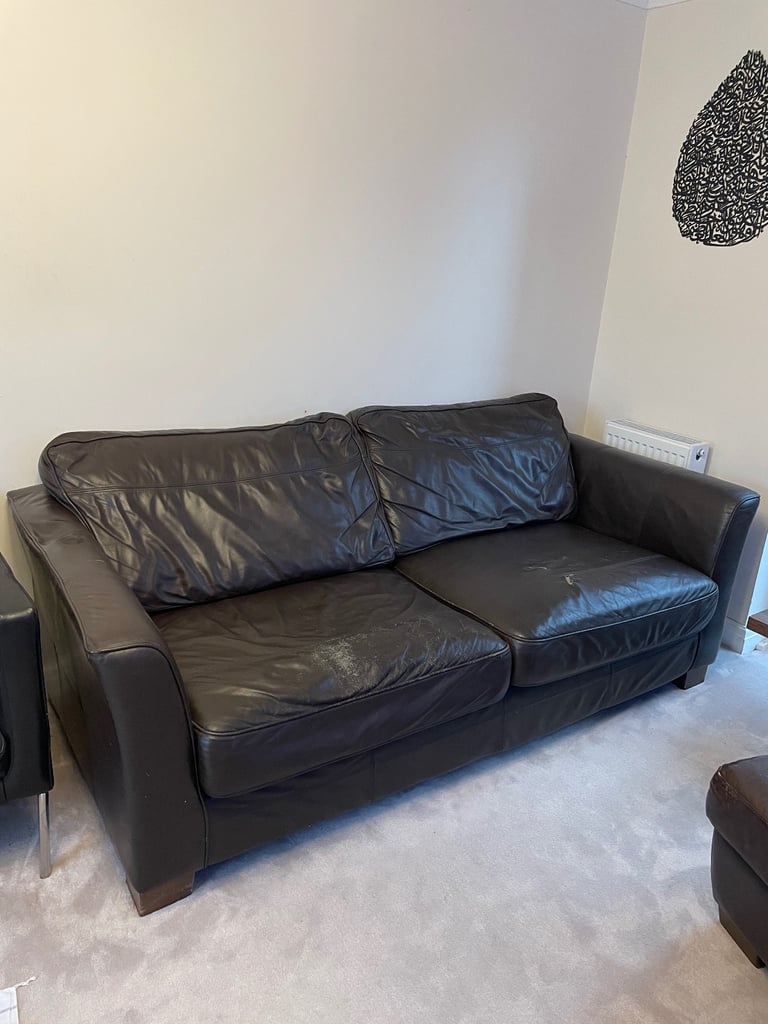 Brown Leather Sofa - Free