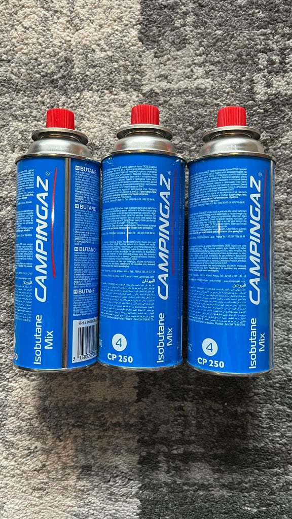 image for 3 x Campingaz Butane Canisters Lighter Fluid Bottles 220g