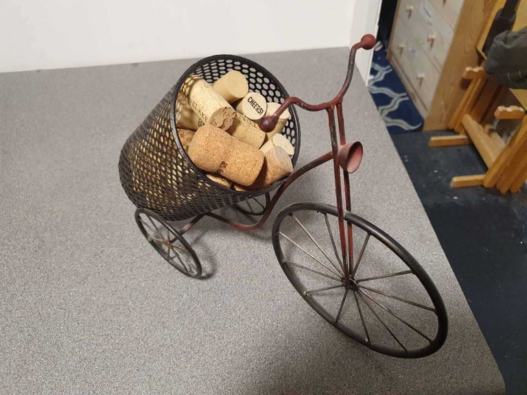 Great Xmas Present Wine Bottle/Cork Holder Sculture-Penny Farthing Bicycle