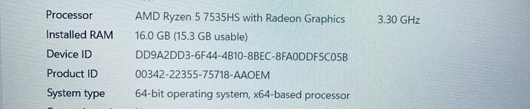 Ryzen 5 7535HS 16GB ddr5, 512GB SSD+ Acer Gaming UltraFast 144hz Full HD Laptop, NIVIDA RTX 6GB 