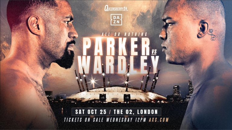 image for 2 x tickets Joseph Parker vs Fabio Wardley, O2 Arena 25th October