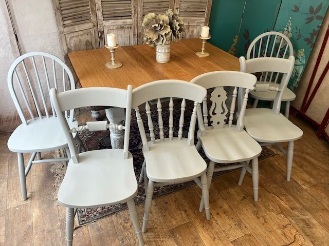 Gorgeous Victorian oak dining table with 6 chairs – local delivery