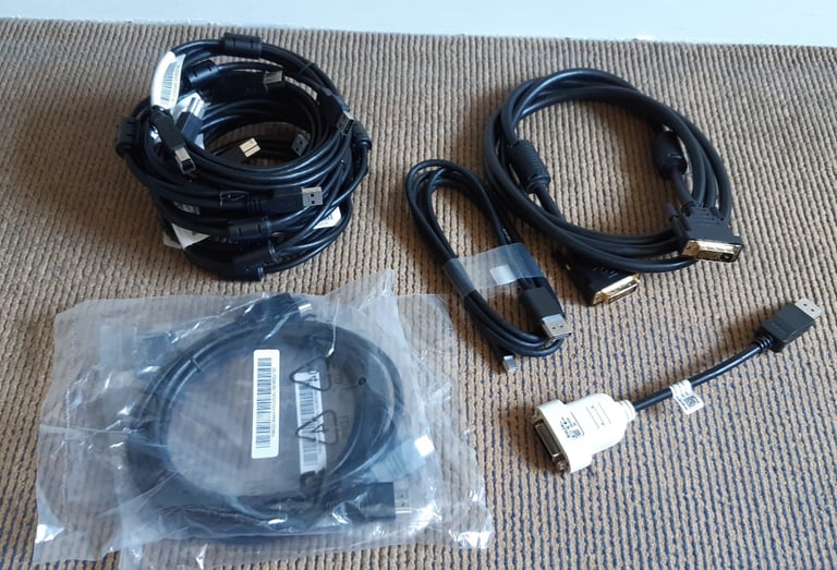 Various monitor, data and HP printer cables. Brand new.