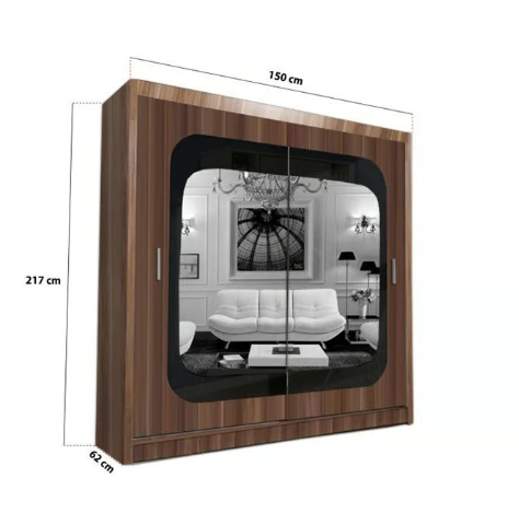 Brand New - Chelsea Mirror Sliding Door Wardrobe - Walnut - SAME/NEXT DAY DELIVERY