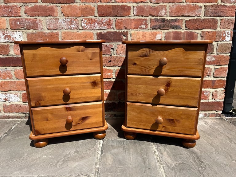 Pair of Pine Bedside Tables - Good Condition 