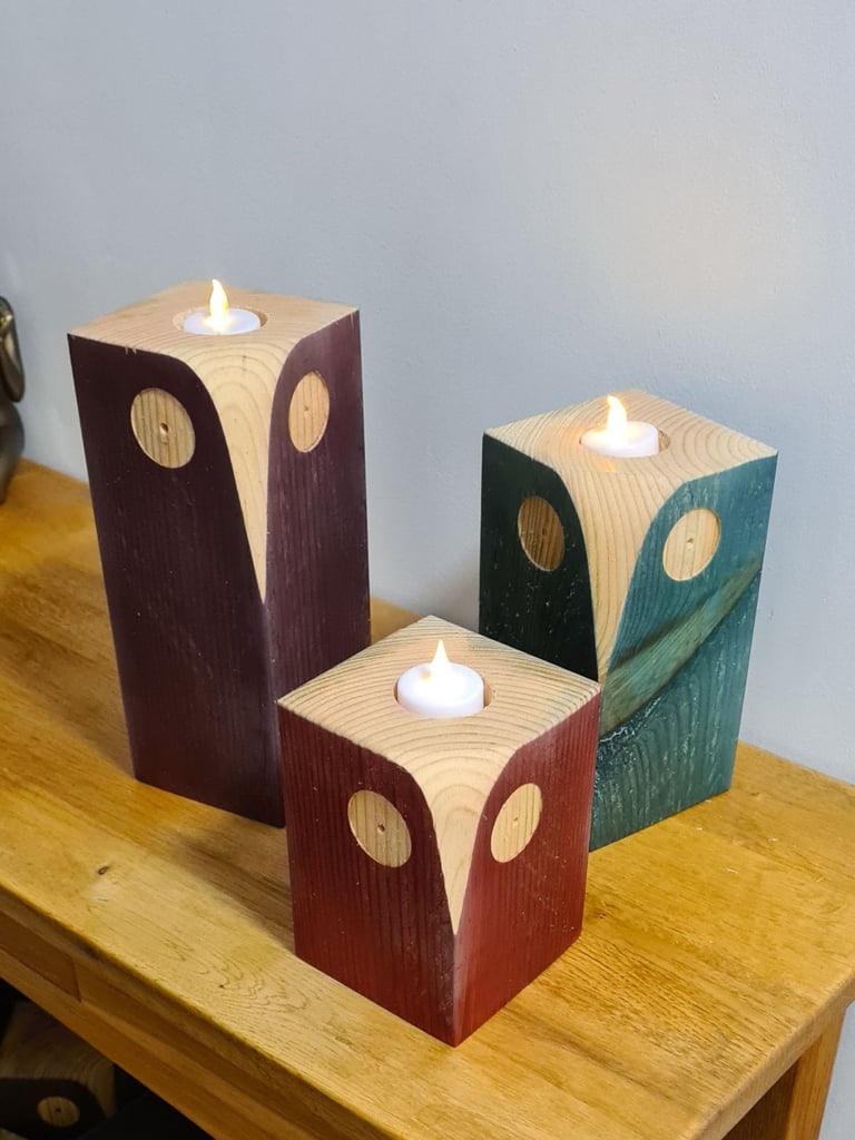 Wooden tea light owls