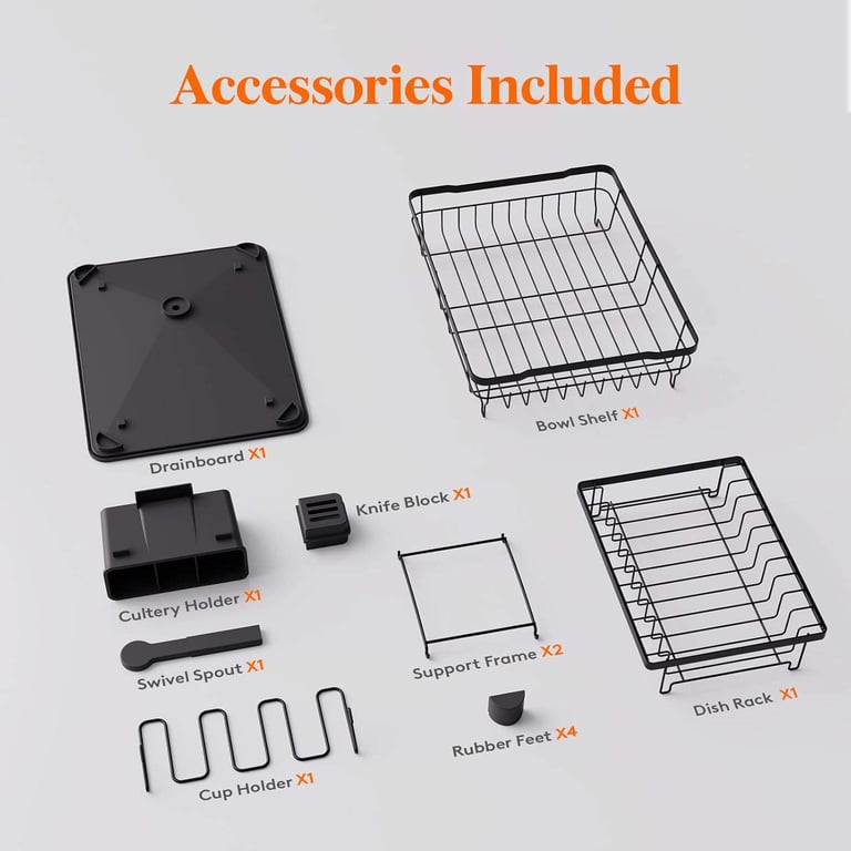 Lifewit Dish Drying Rack for Kitchen Counter, 2-Tier Stainless Steel Dish Drainer
