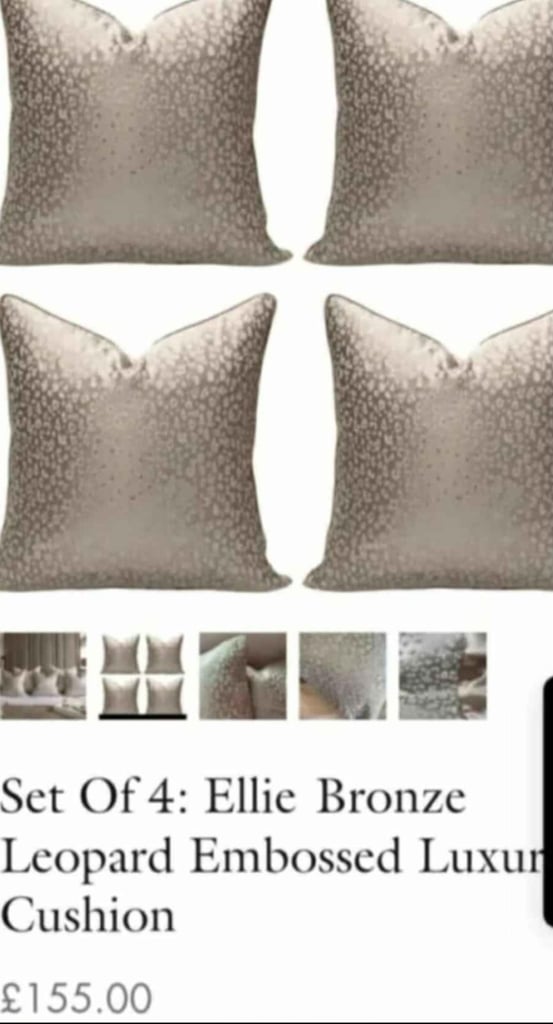 'Elle' bronze Gold luxury cushions in metallic gold design x 2 