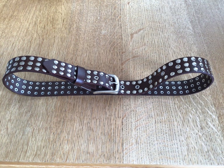 Unisex studded biker style leather belt