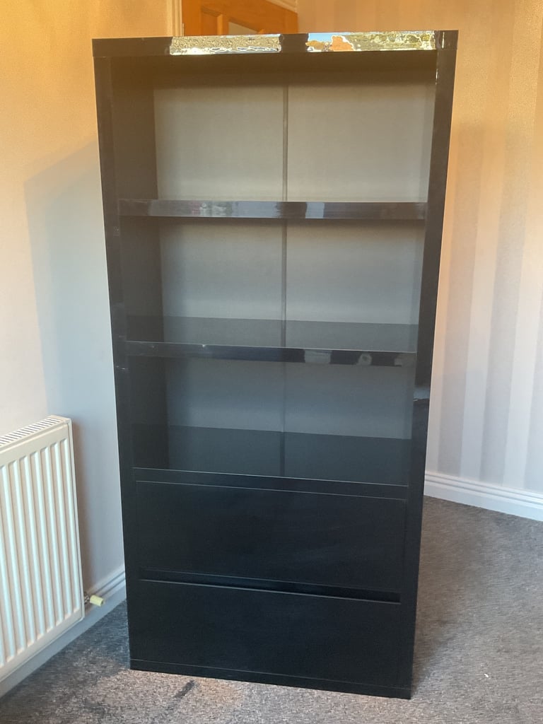 Black High Gloss Wall Unit 