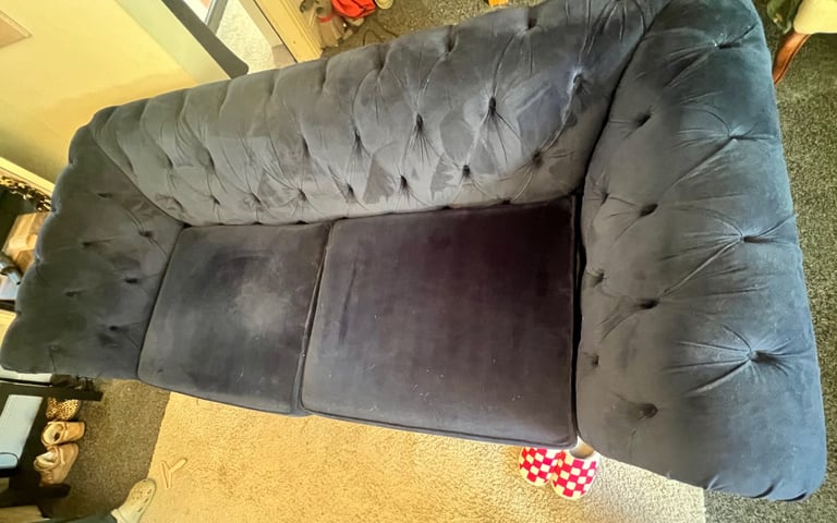 Next navy blue chesterfield 3x seater sofa 
