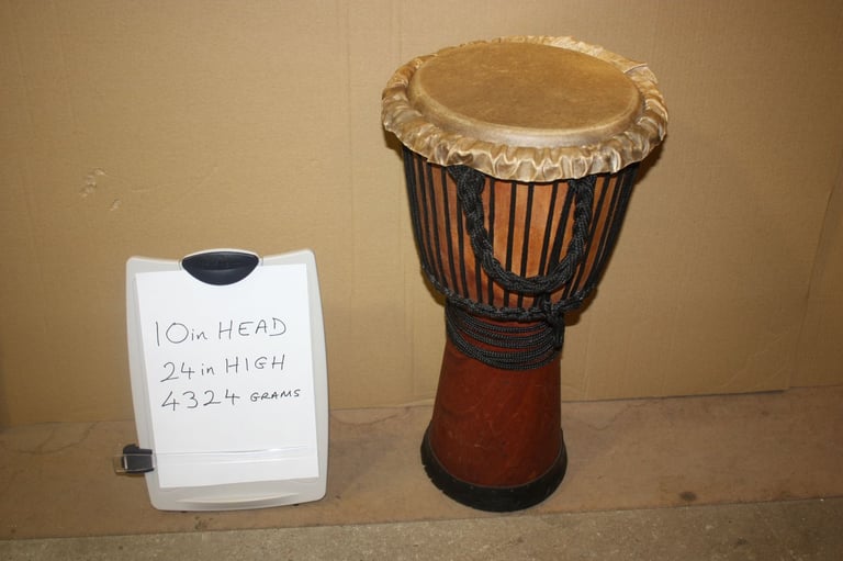 image for African Wooden Djembe Drum 10in Head x 24in High ~ Weight 4324 Grams ~ £75 ono